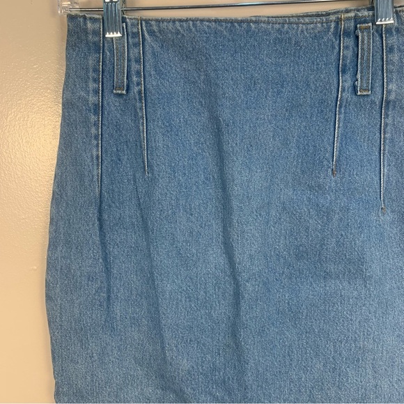 VTG 90s Stuffed Shirt Jeanswear Denim Midi Skirt Back Buttons - Picture 2 of 9